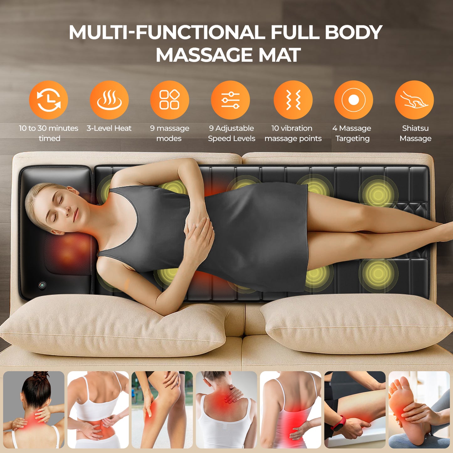 Foldable Massage Mattress Controller for Full Body With Smart Heating And Timer